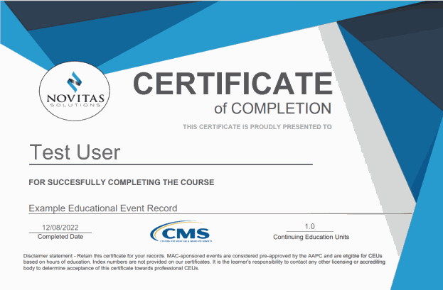 Certificate of completion example