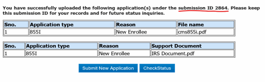 Provider Enrollment Gatewayimage of the gateway upload confirmation page