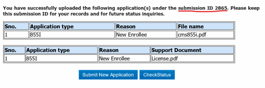 Provider Enrollment Gatewayimage of the gateway upload confirmation page
