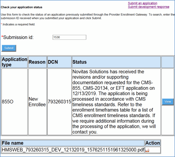 Check you application status