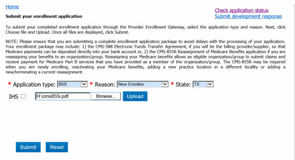 Submit your enrollment application JH