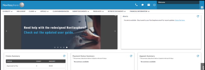Screen shot of the Novitasphere home page. 