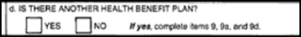 Picture of ITEM 11d Is there another health benefit plan on the claim form.