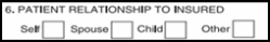 Picture of Item 6 - Patient relationship to insured on the claim form.