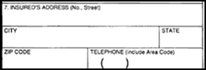 Picture of Item 7-Insured's address on the claim form.