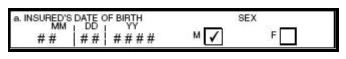 Picture of Item 11a-Insured's date of birth on the claim form.