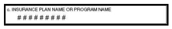 Picture of Item 11c-Insurance plan name or program name on the claim form.